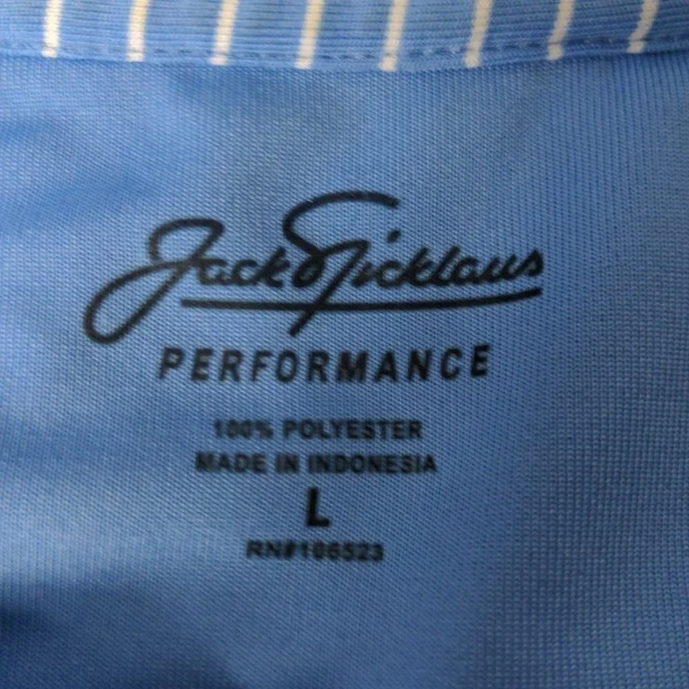 Jack Nicklaus Mens Golf Polo Large Blue White Striped - Picture 3 of 4